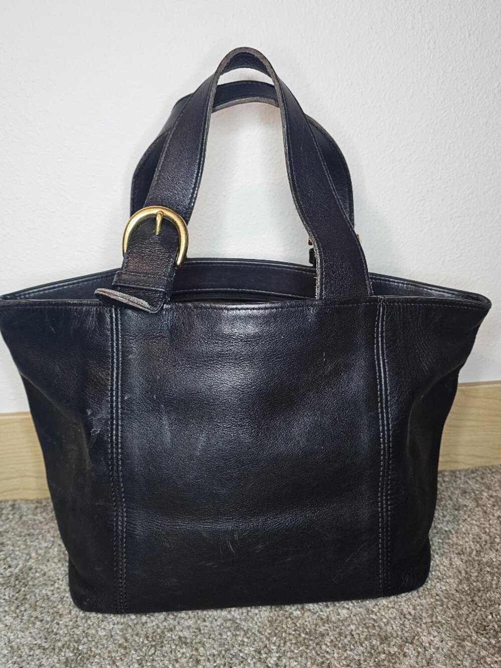 Vintage leather coach tote
